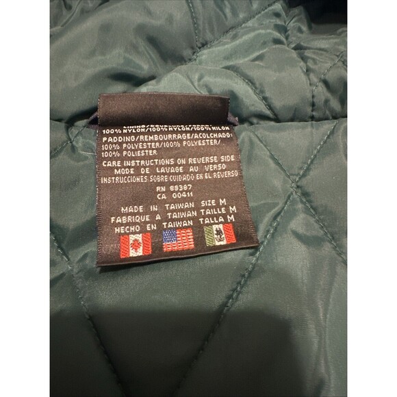 ADIDAS Bomber Jacket Green Blue Rain Proof Quilted Lining Elastic Cuff Band - Picture 8 of 9